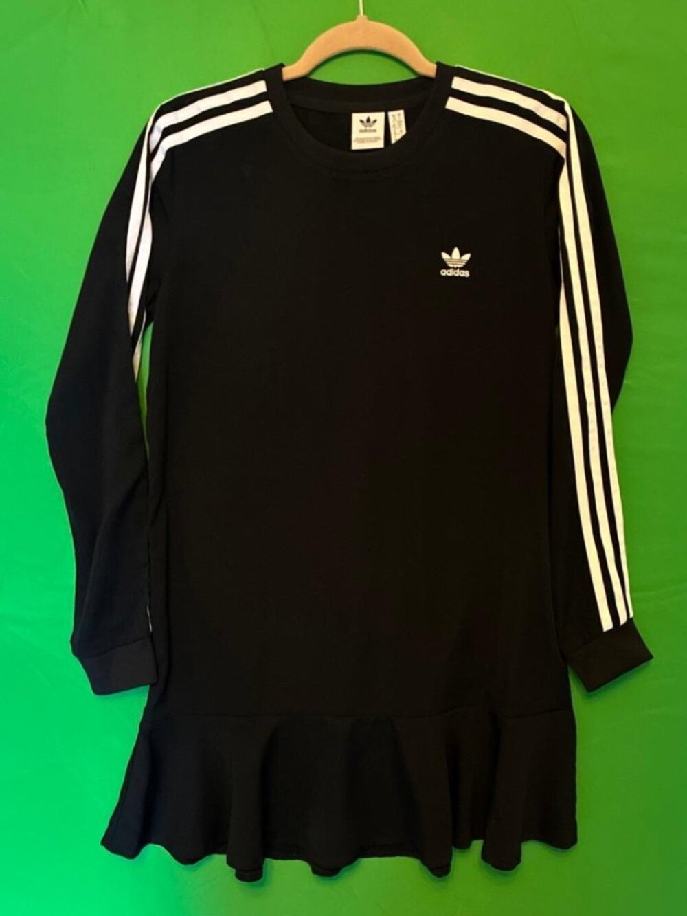 adidas Originals Black Long Sleeve Dress with White Stripes - Picture 7 of 7